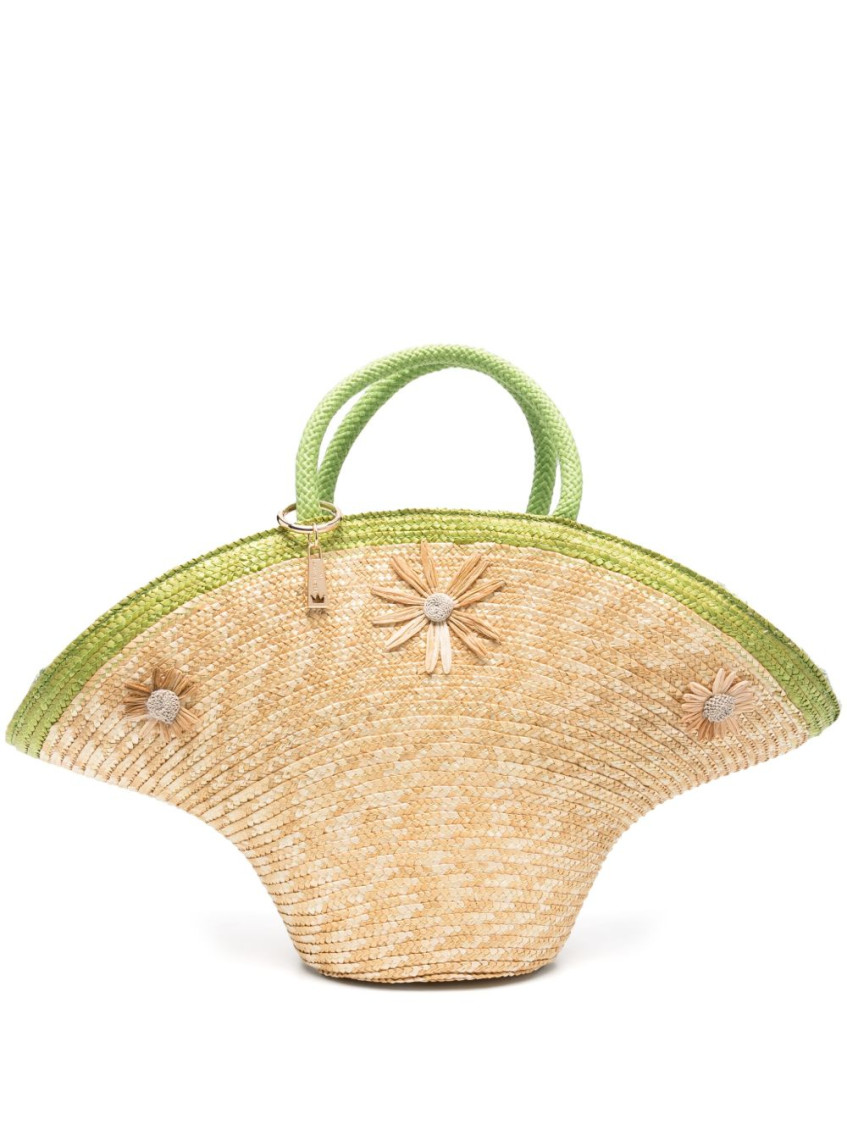 La Milanesa Beige Calore Straw Tote Bag In Beige
