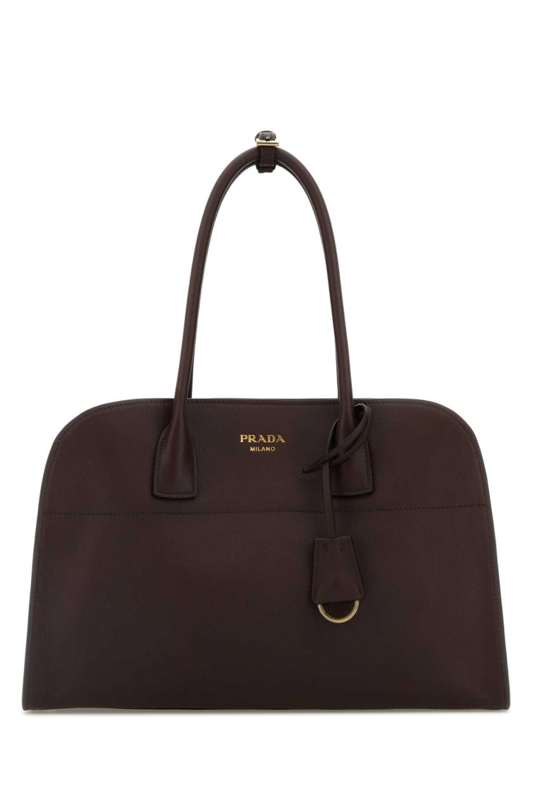 Prada Borsa Shopping Media In Pelle Melanzana  Donna