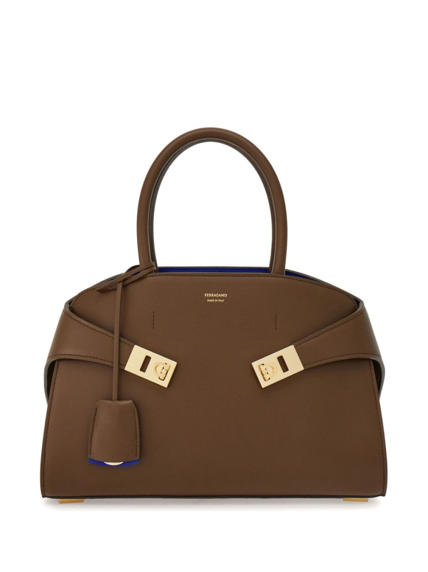 Ferragamo Brown Hug Small Satchel In Pink