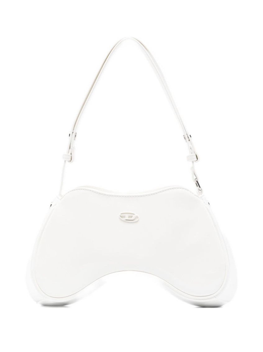 Diesel Women Play Patent Shoulder Bag In White
