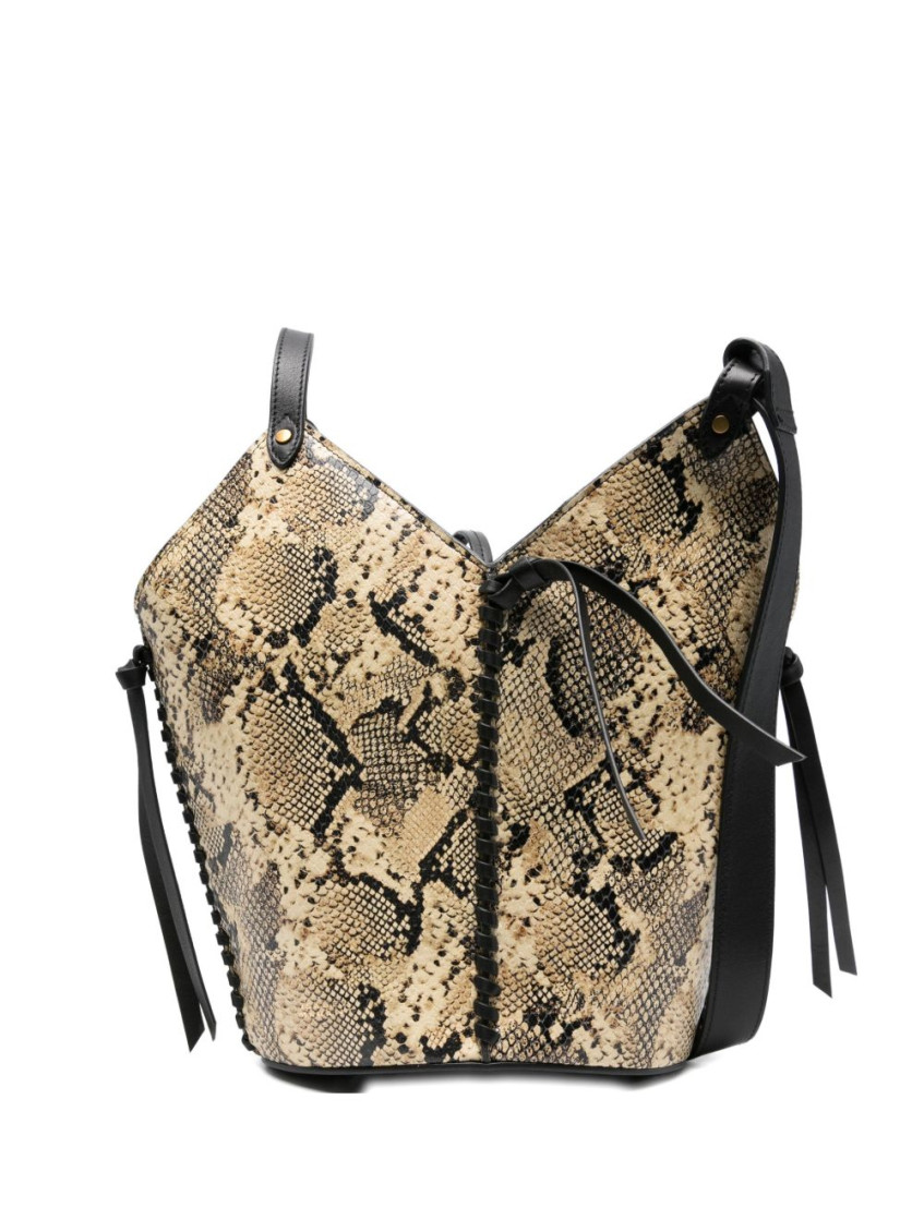 Isabel Marant Snakeskin-print Drawstring Tote Bag In Brown