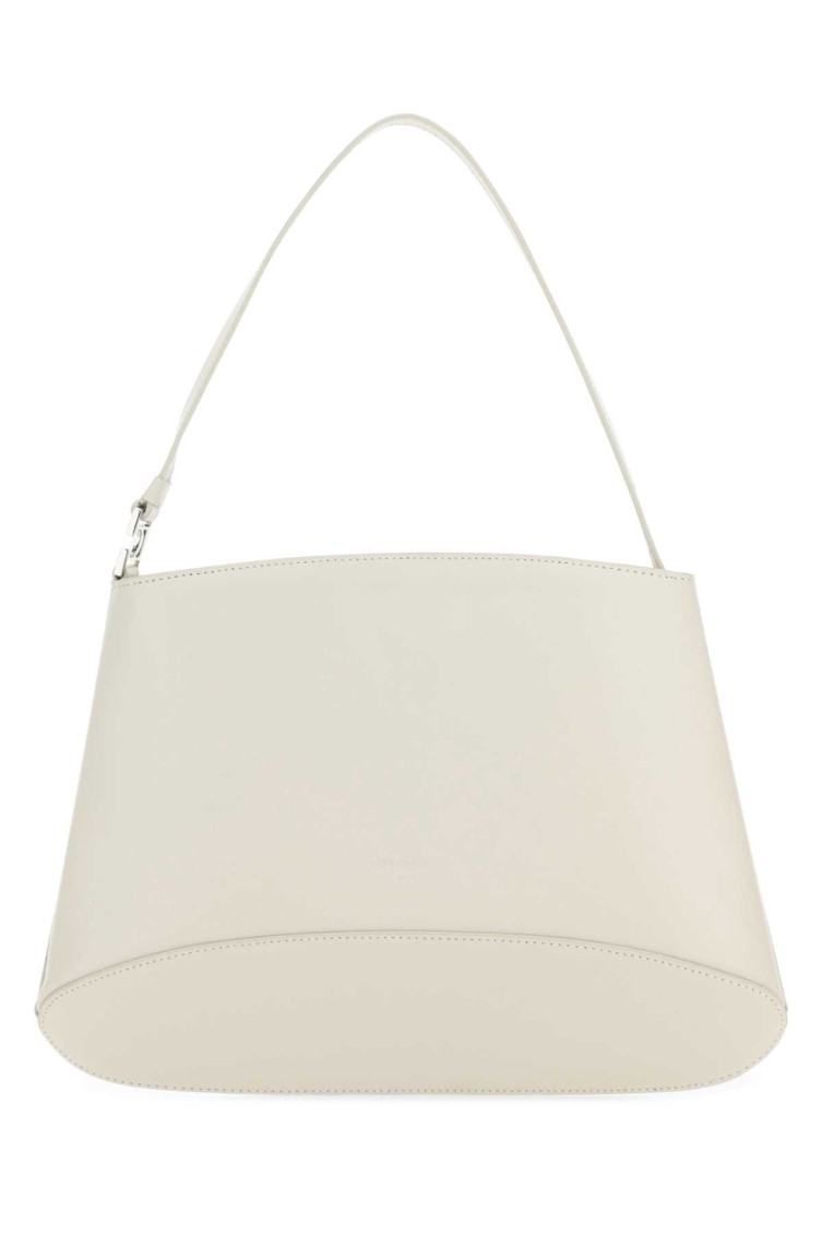 Low Classic Structured Leather Shoulder Bag In White