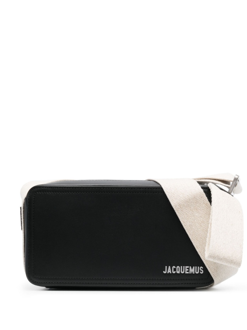 Jacquemus Le Cuerda Canvas-trimmed Leather Messenger Bag In Black