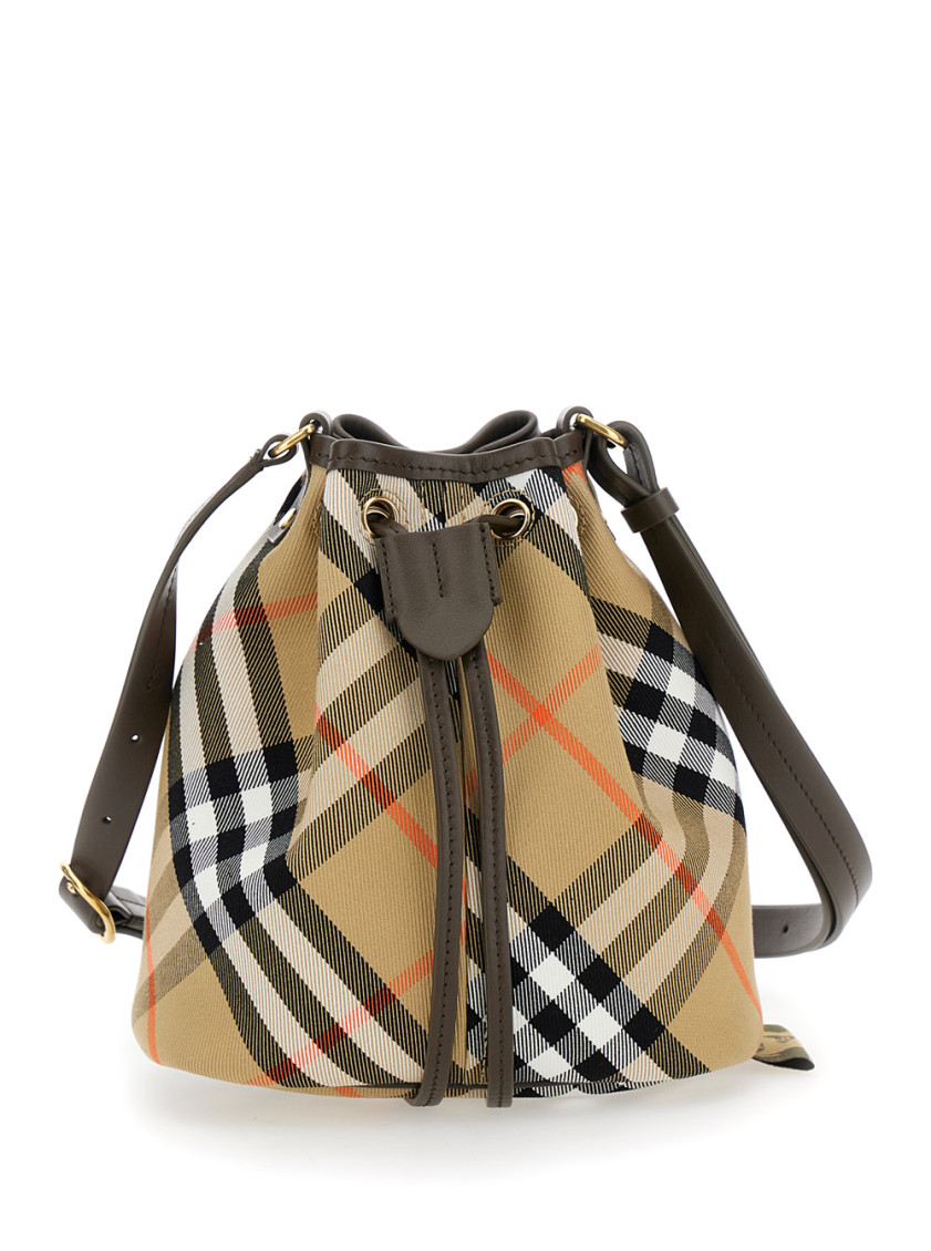 Burberry Women's Check Bucket Bag In Beige