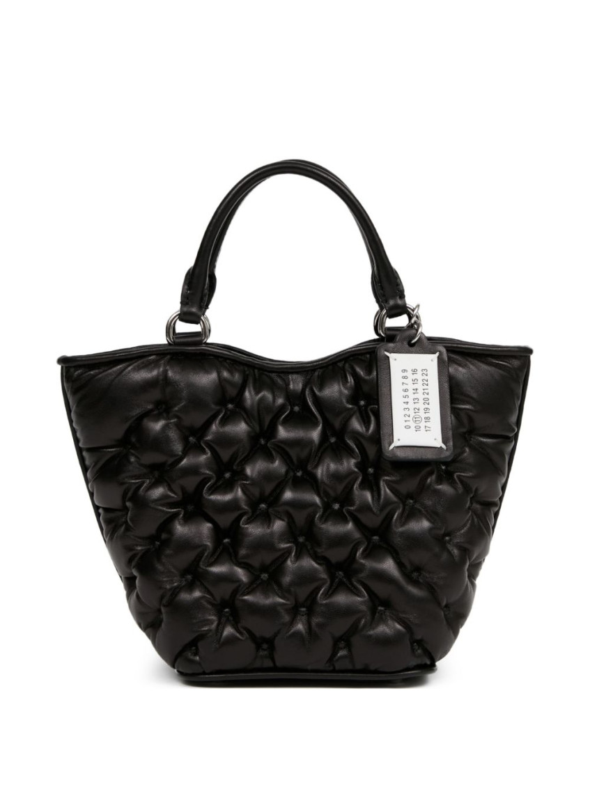 Maison Margiela Quilted Lambskin Handbag With Silver-tone Hardware In Black