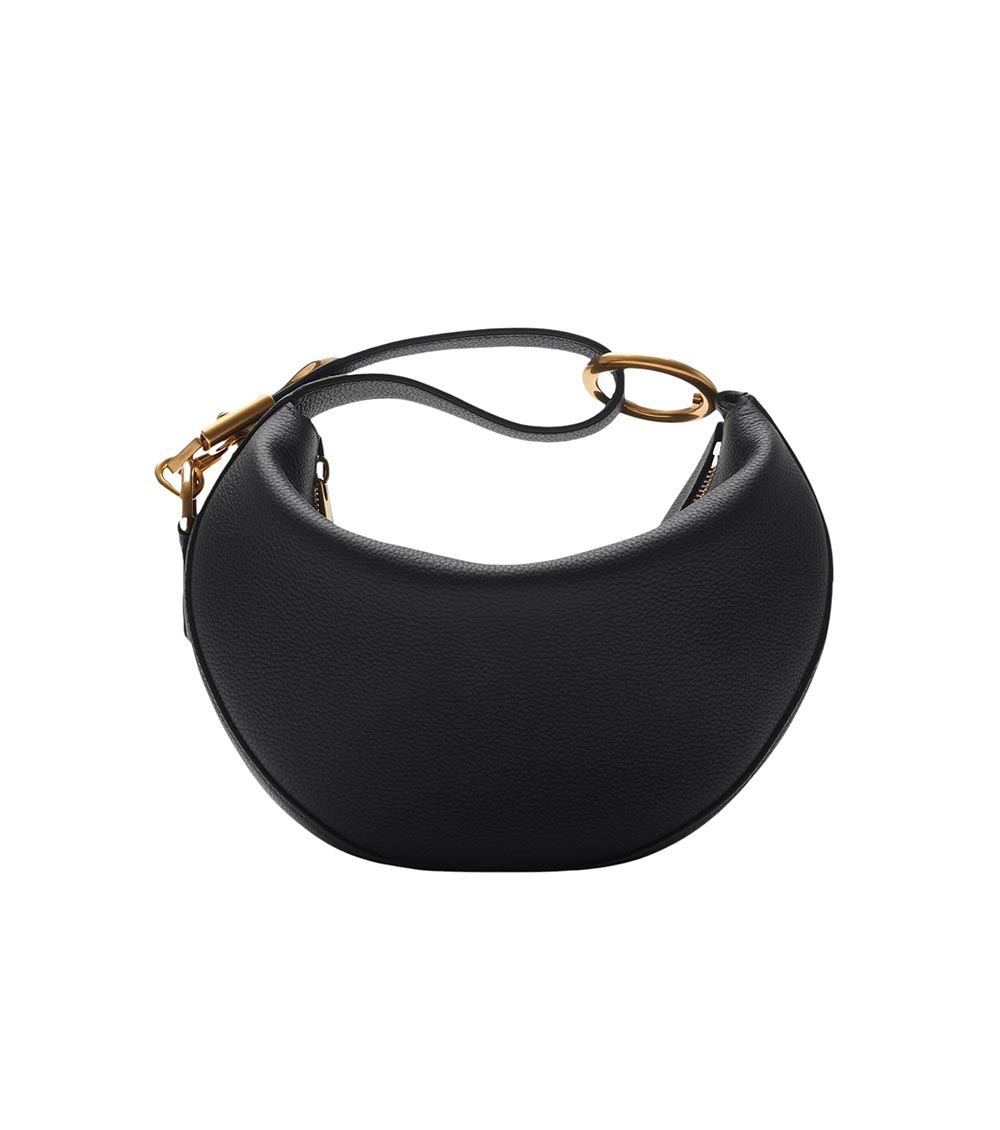 Burberry Crescent-shaped Black Bag With Gold-tone Hardware In Black