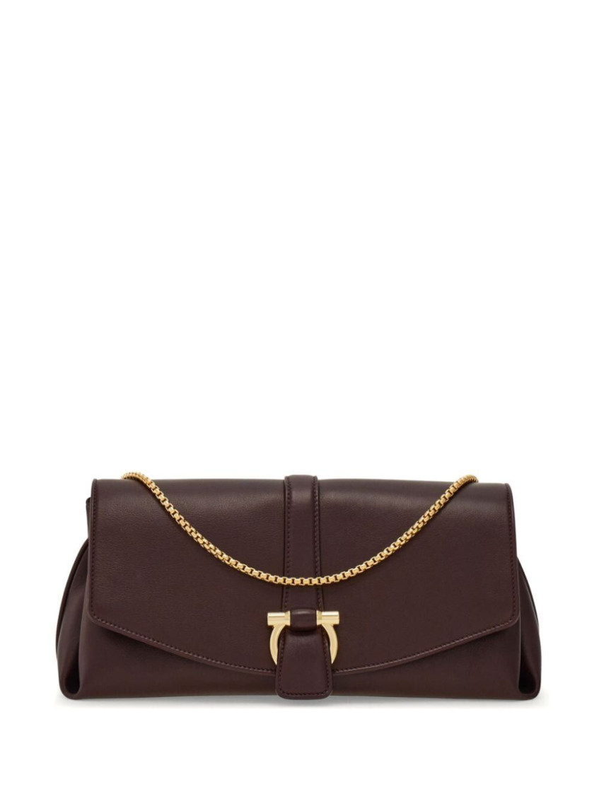 Ferragamo Shoulder Bag With Chain Strap And Gold-tone Hardware In Maroon
