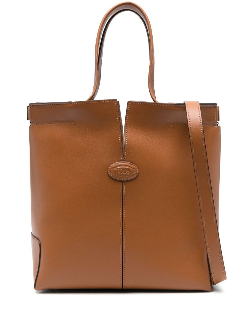 Tod's Small Leather Tote Bag With Top Handles In Brown