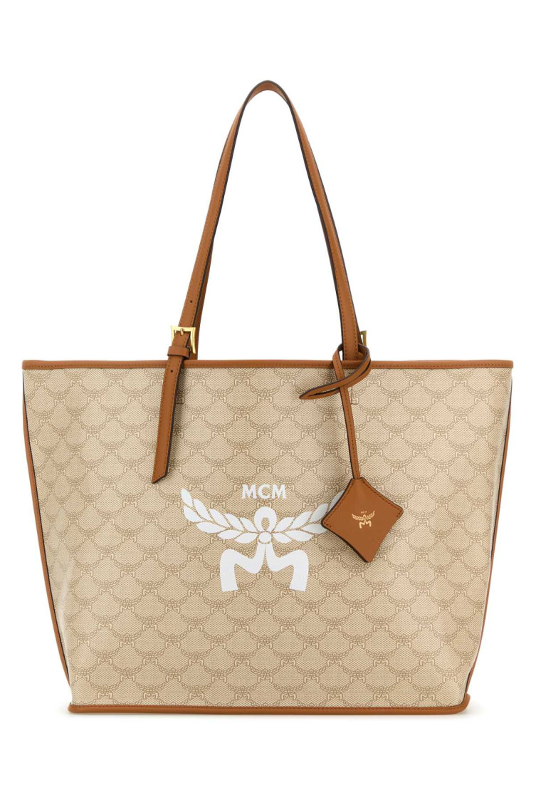 Mcm Women Printed Canvas Himmel Shopping Bag In Beige