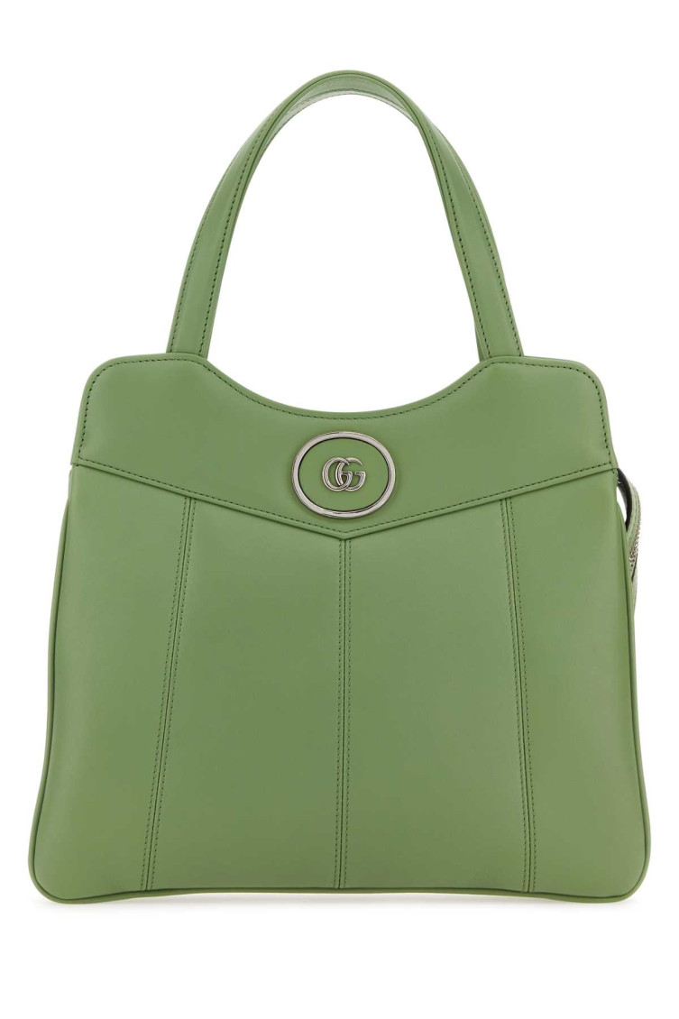 Gucci Small Structured Leather Handbag With Top Handles In Green