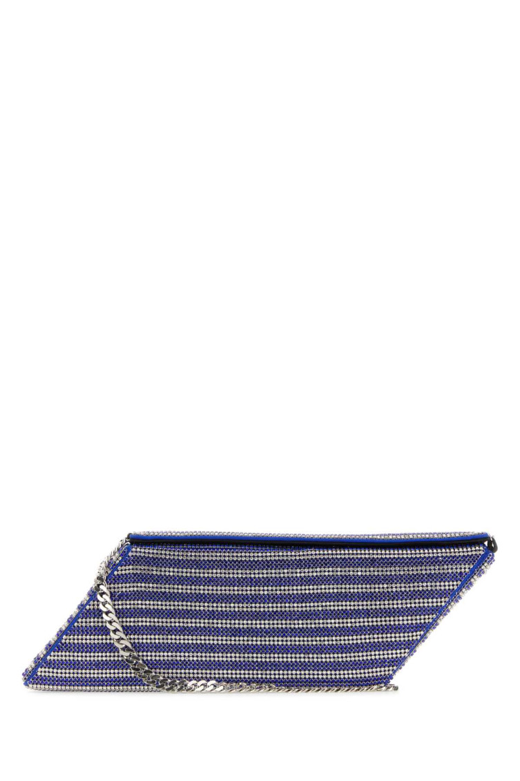 Kara Two-tone Rhinestones Clutch In Blue