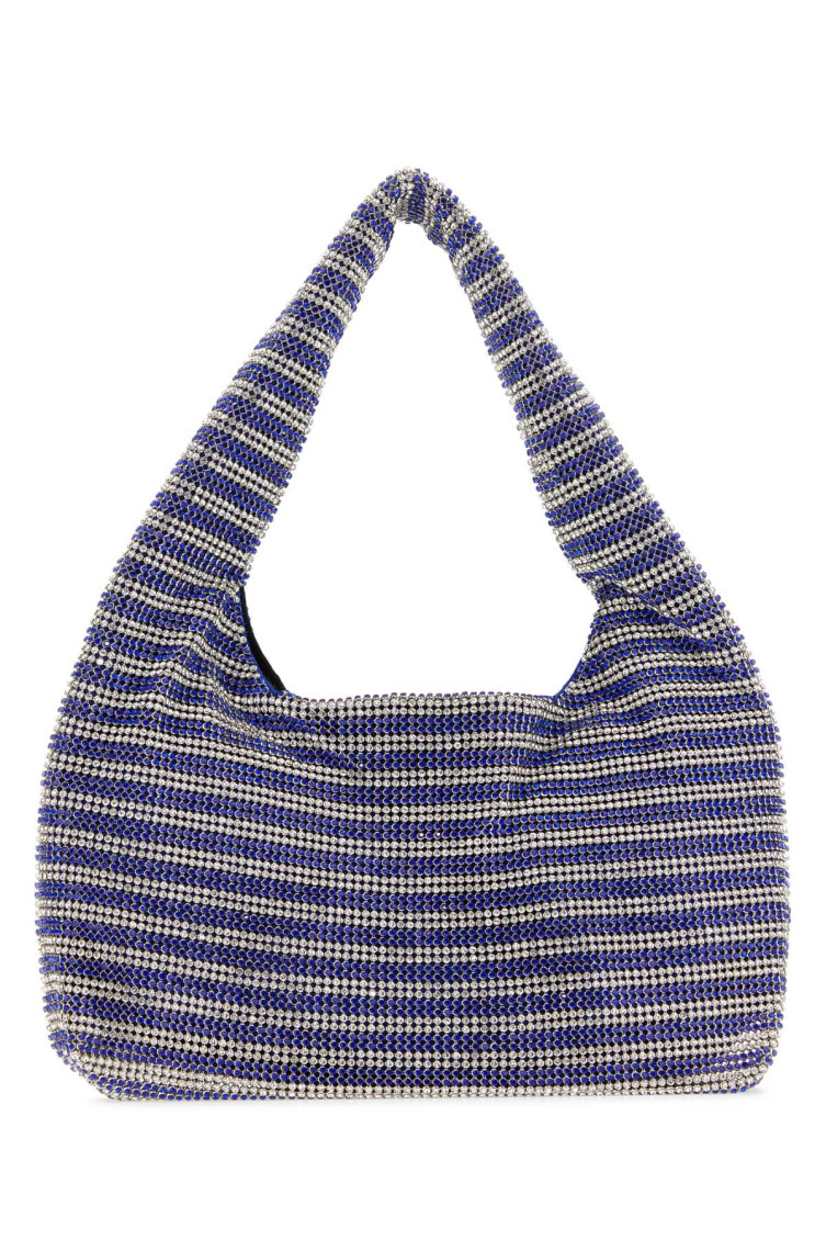 Kara Two-tone Rhinestones Mini Handbag In Blue