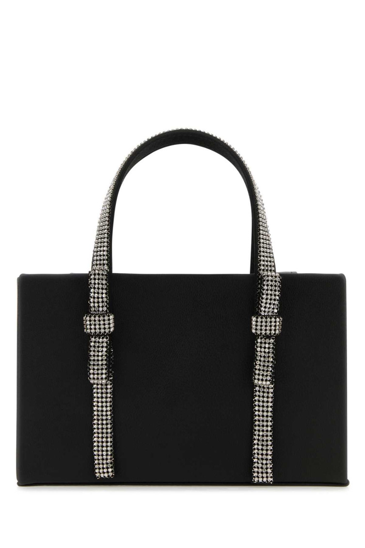 Kara Structured Leather Tote With Embellished Jewel Handles In Black