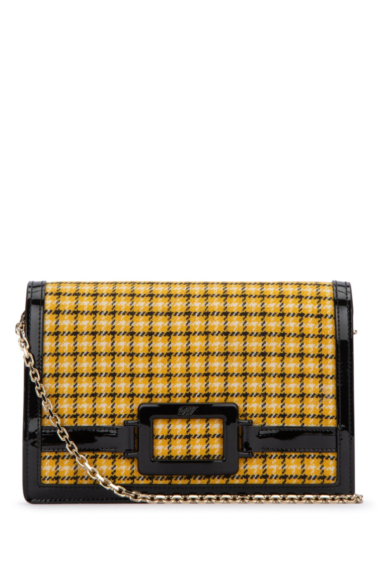 Roger Vivier Yellwo Check Print Clutch In Yellow