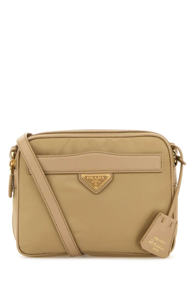Prada Beige Logo Crossbody Bag In Sand