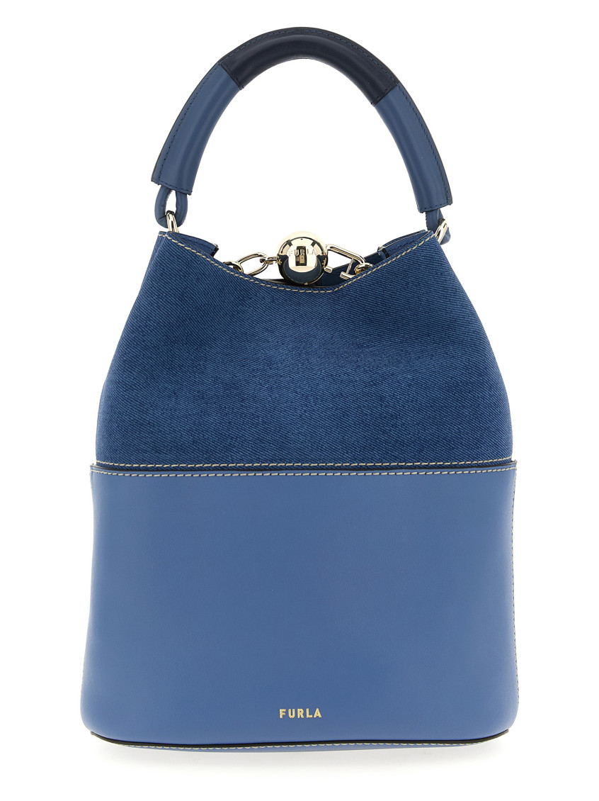 Furla Sphere S Detachable Strap Bucket Bag In Blue