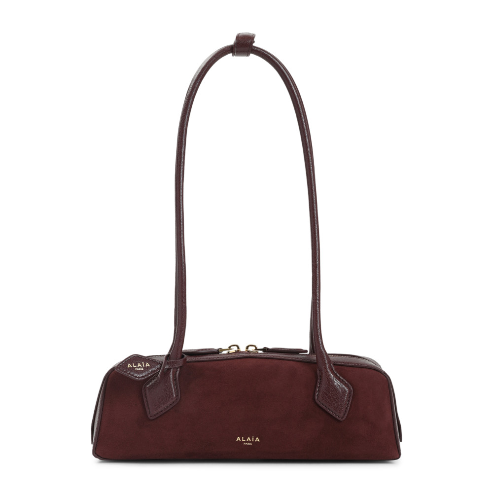 Alaïa Alaia Women Teckel Small Suede Shoulder Bag In Burgundy