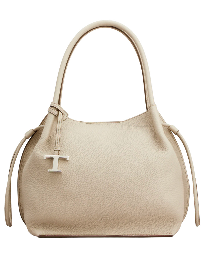 Tod's Medium Double Handle Bucket Bag In Neutral