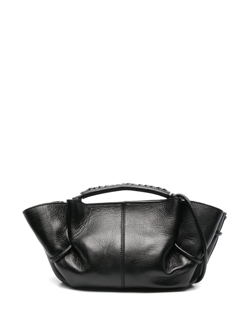 Hereu Mini Leather Handbag With Adjustable Shoulder Strap In Black