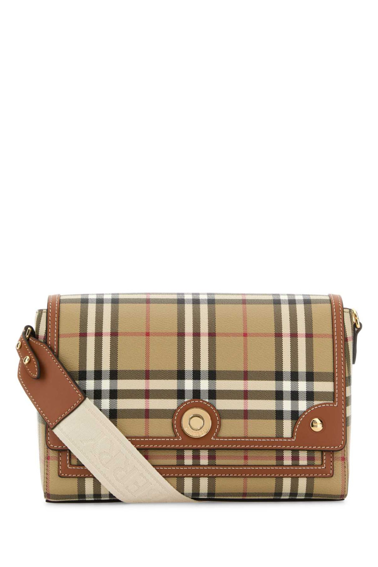 Burberry Classic Check Pattern Shoulder Bag With Flap Closure In Sand