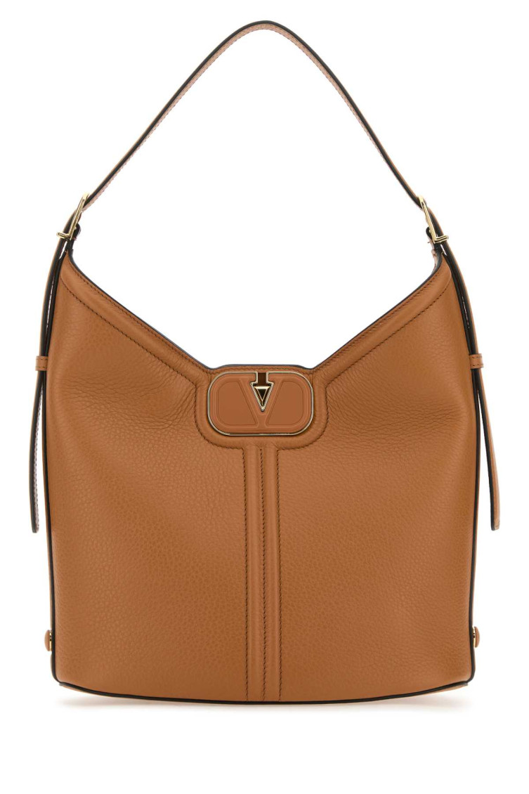 Valentino Leather Handbag Featuring Tassel Accents In Light Brown