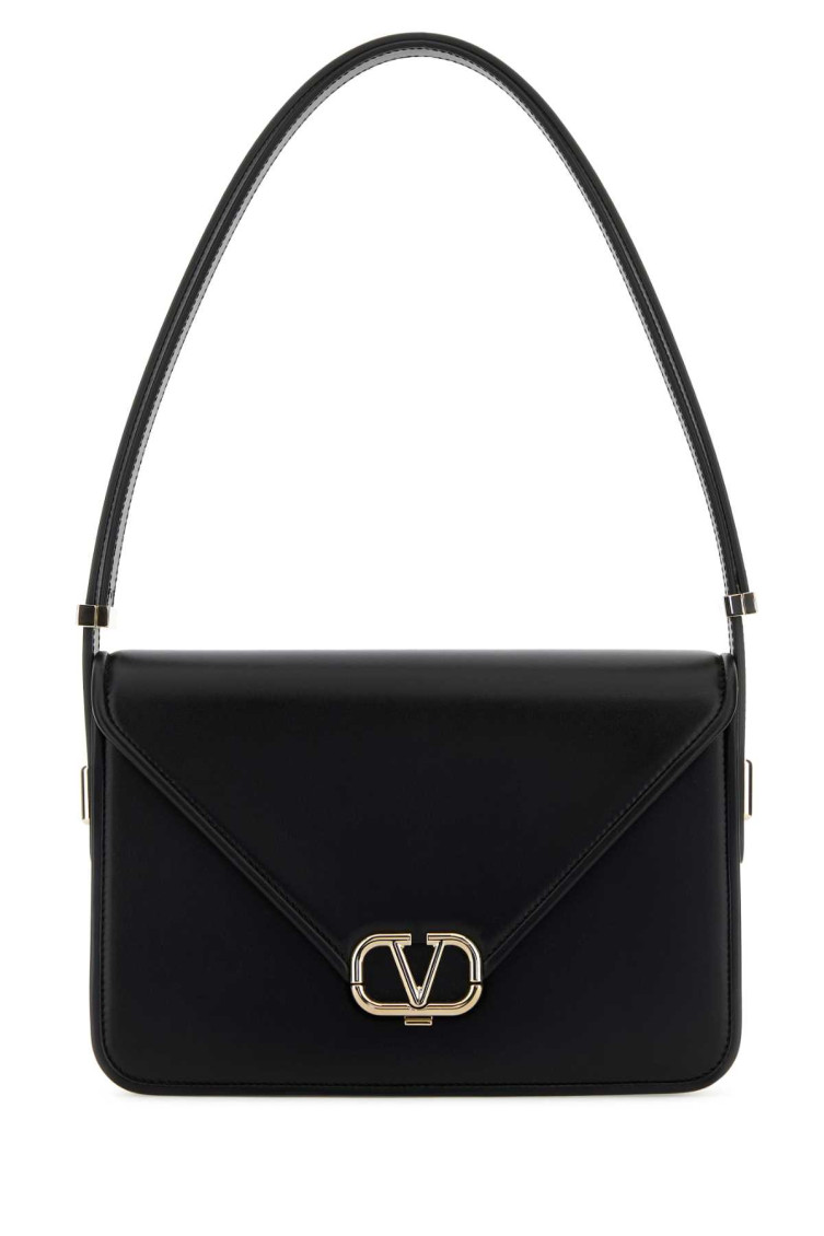 Valentino Garavani Black Leather V Logo Crossbody Bag