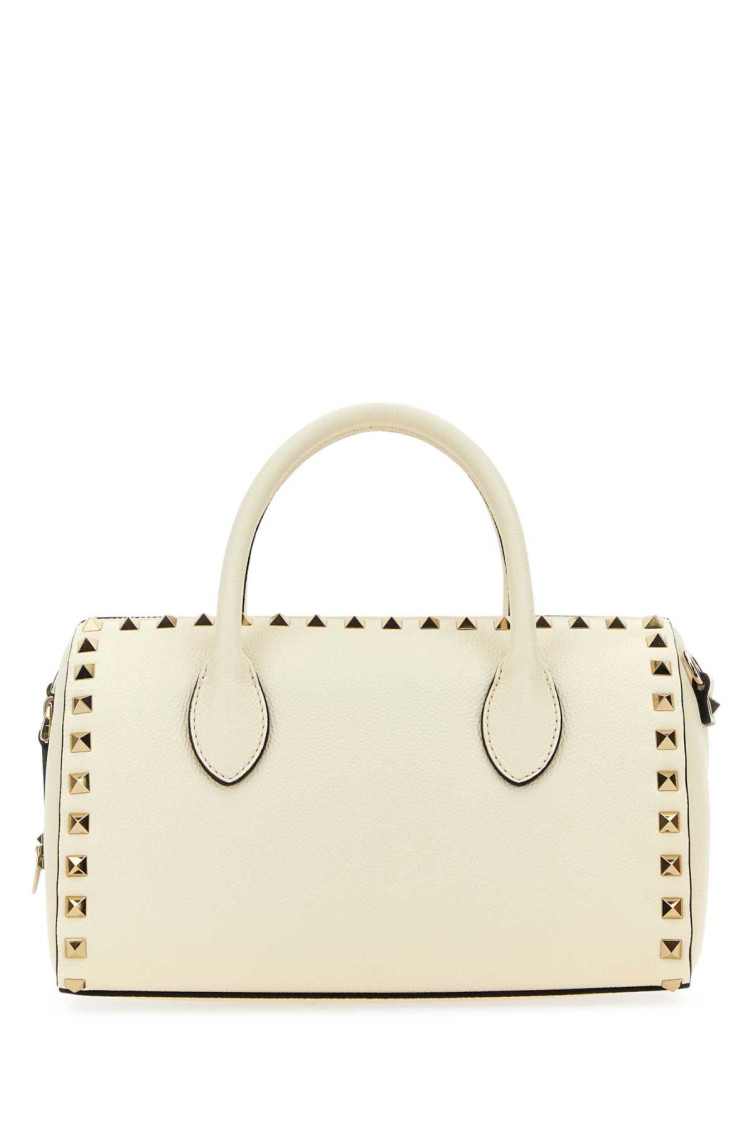 Valentino Women's Ivory Leather Rockstud Handbag In White