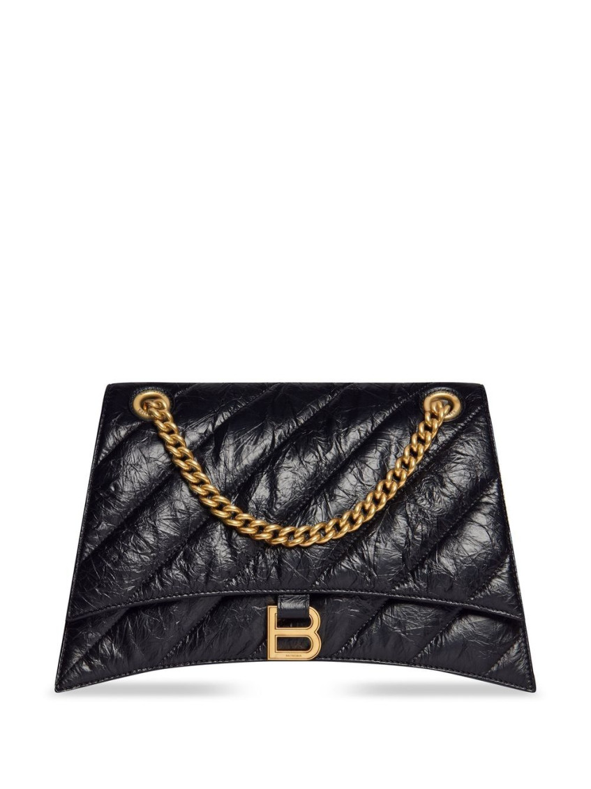 Balenciaga Hourglass S Quilted Shoulder Bag In Black