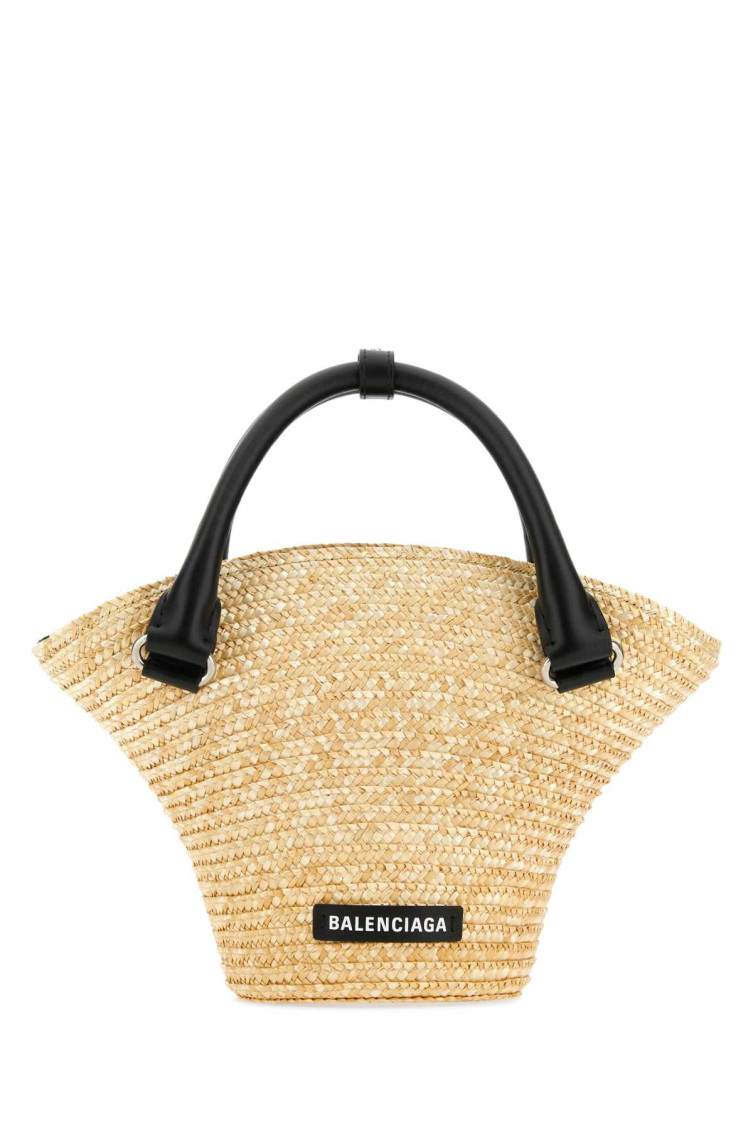 Balenciaga Beige Braided-raffia Mini Tote Bag In Beige