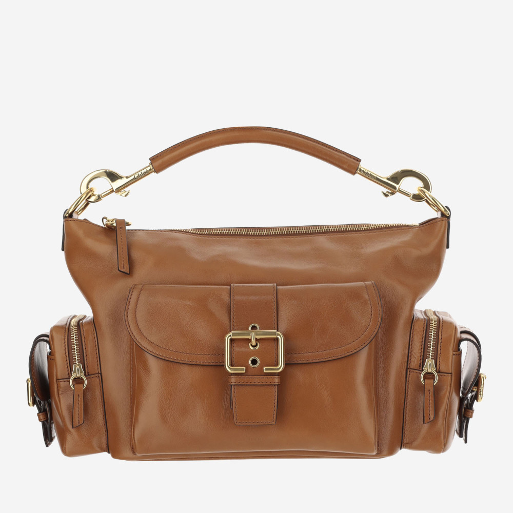 Shop Chloé Brown Camera Bag In Shiny Leather