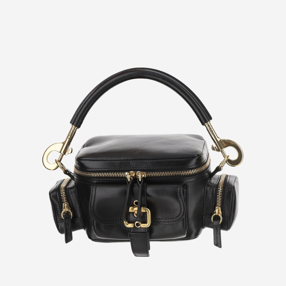 Shop Chloé Black Camera Bag In Shiny Leather
