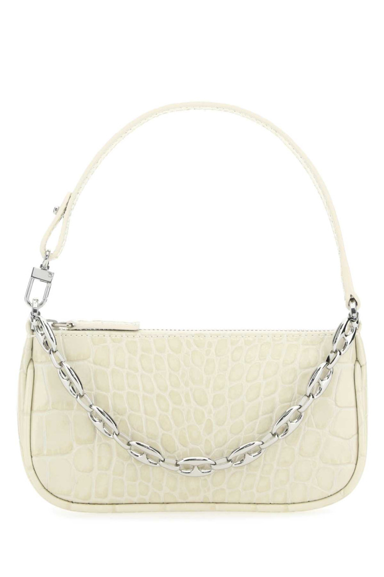 By Far Mini Rachel Dawn Leather Shoulder Bag In White