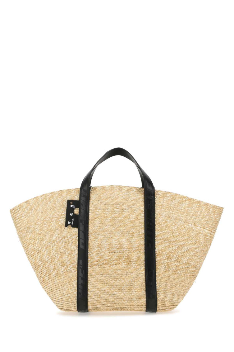 Shop Off-white Straw Commercial 45 Shopping Bag In Natural