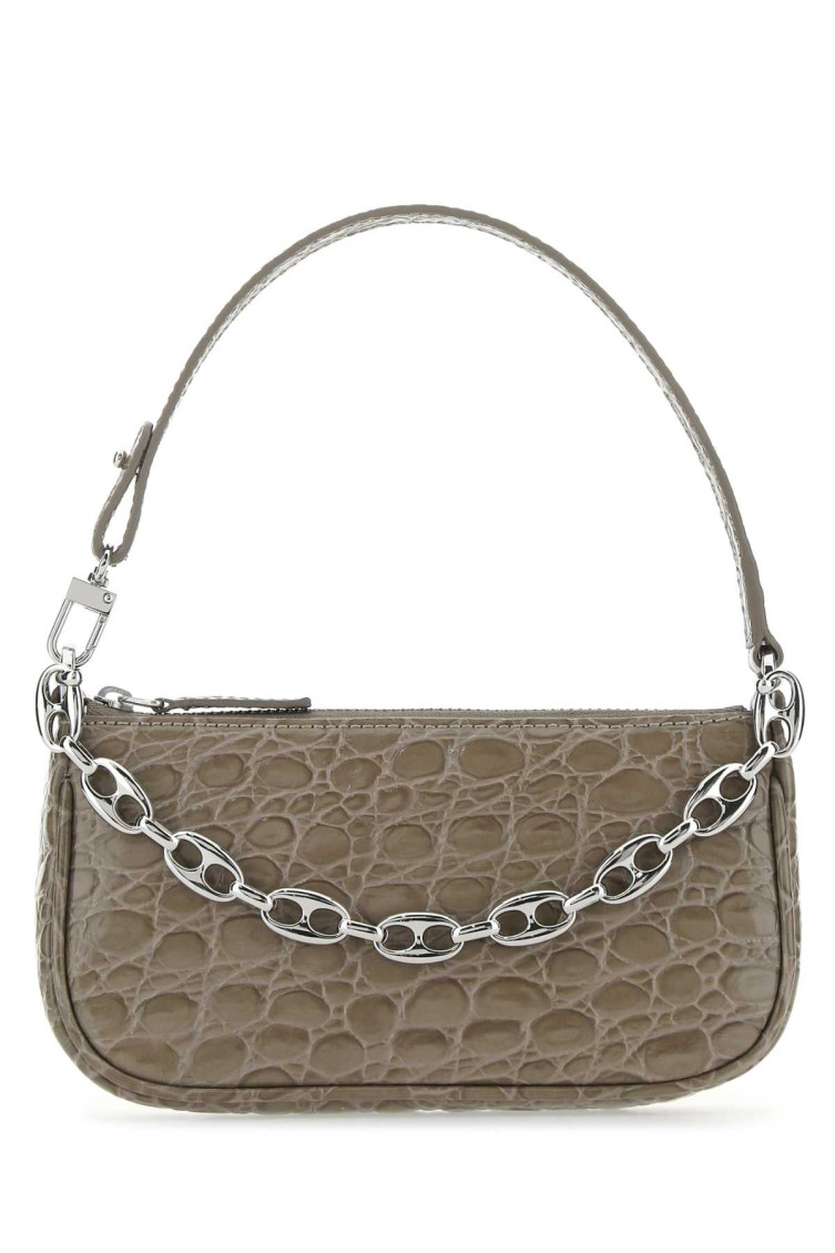 By Far Dove Grey Leather Mini Rachel Handbag In Grey
