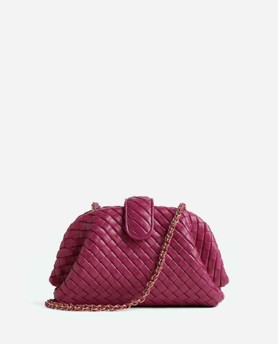 Bottega Veneta Lauren 1980 Small Intrecciato Leather Clutch In Purple