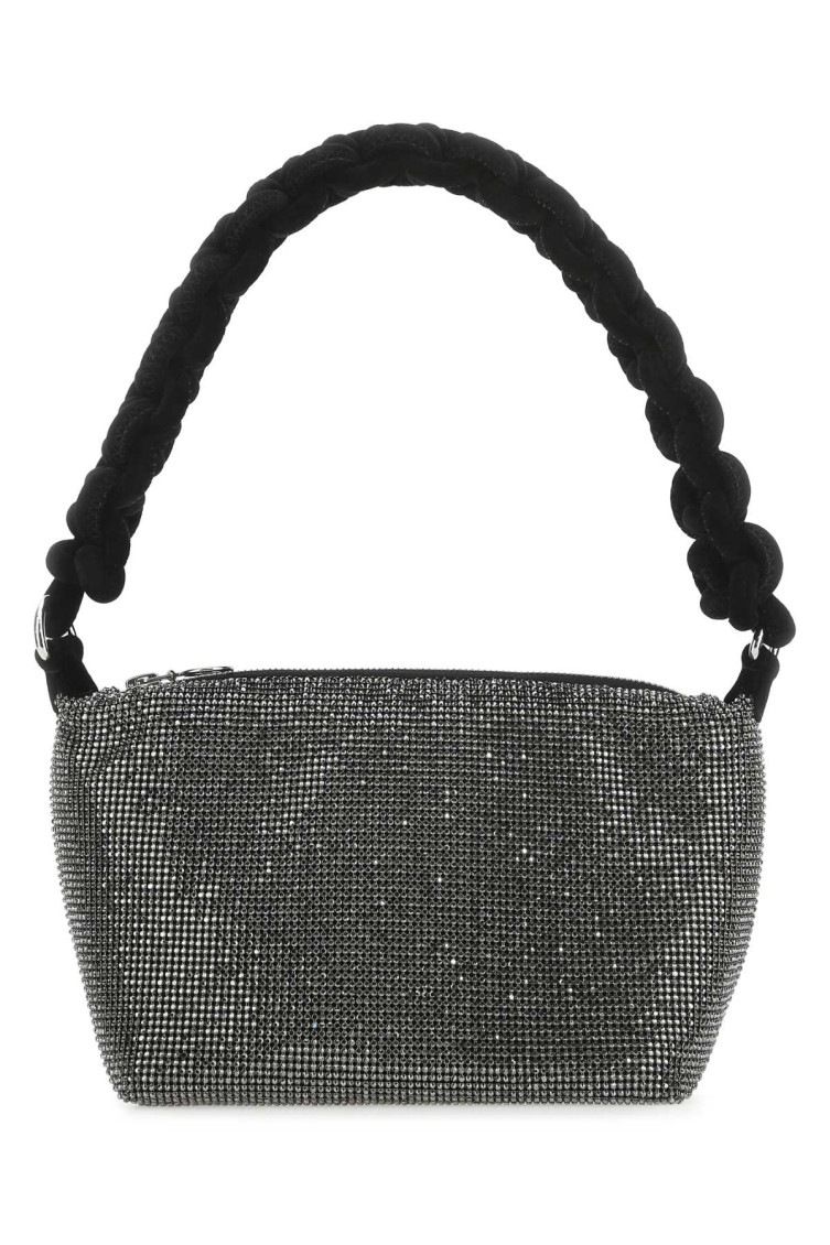 Kara Bag With Knotted Handle And Textured Surface In Silver