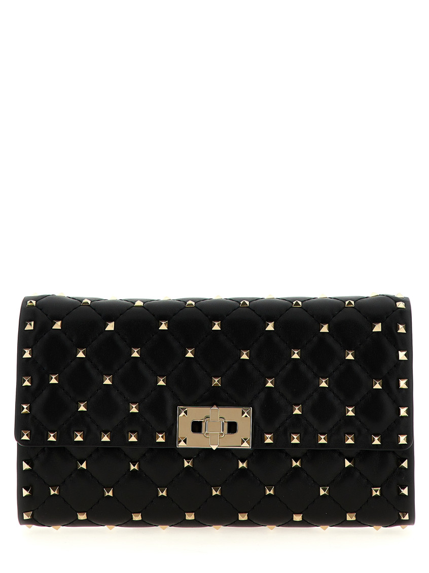 Valentino Rockstud Spike Shoulder Bag In Black