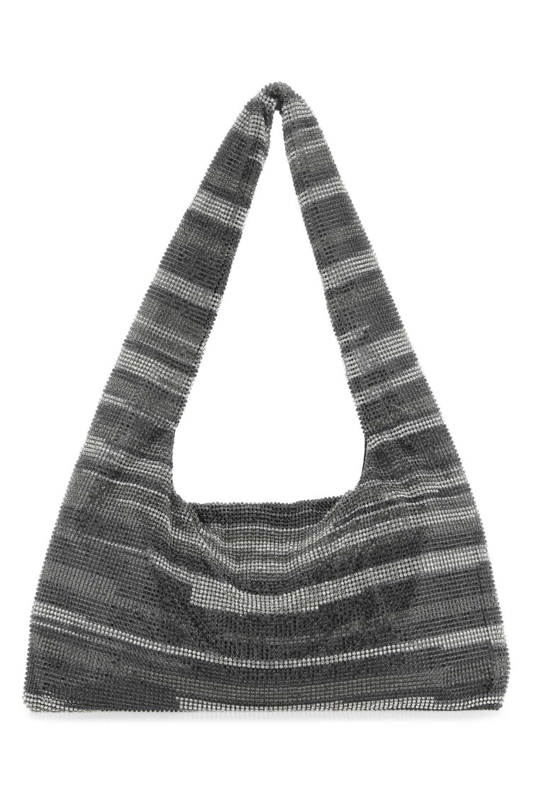 Kara Gray Crystal Mesh Armpit Bag In Gray