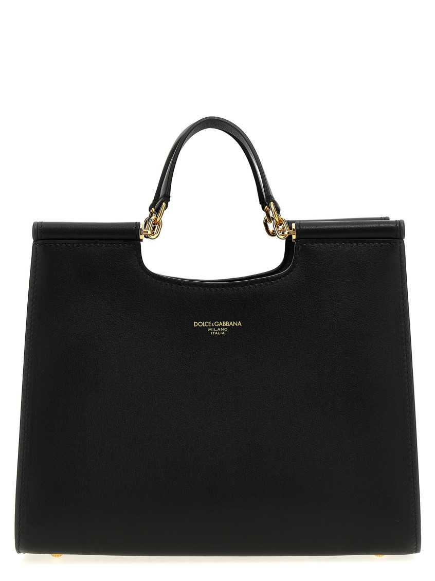 Dolce & Gabbana Black Small Sicily Tote In Black