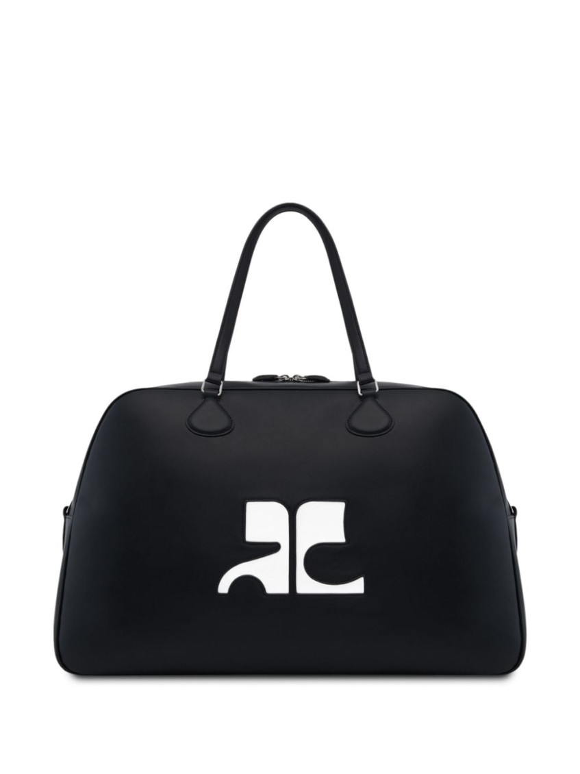 Courrèges Black Heritage Leather Weekender Bag In Black