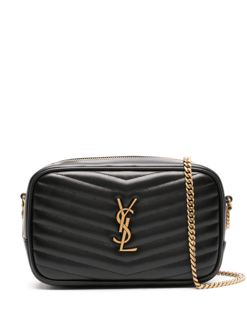 Saint Laurent Black Lou Leather Mini Crossbody Bag In Black