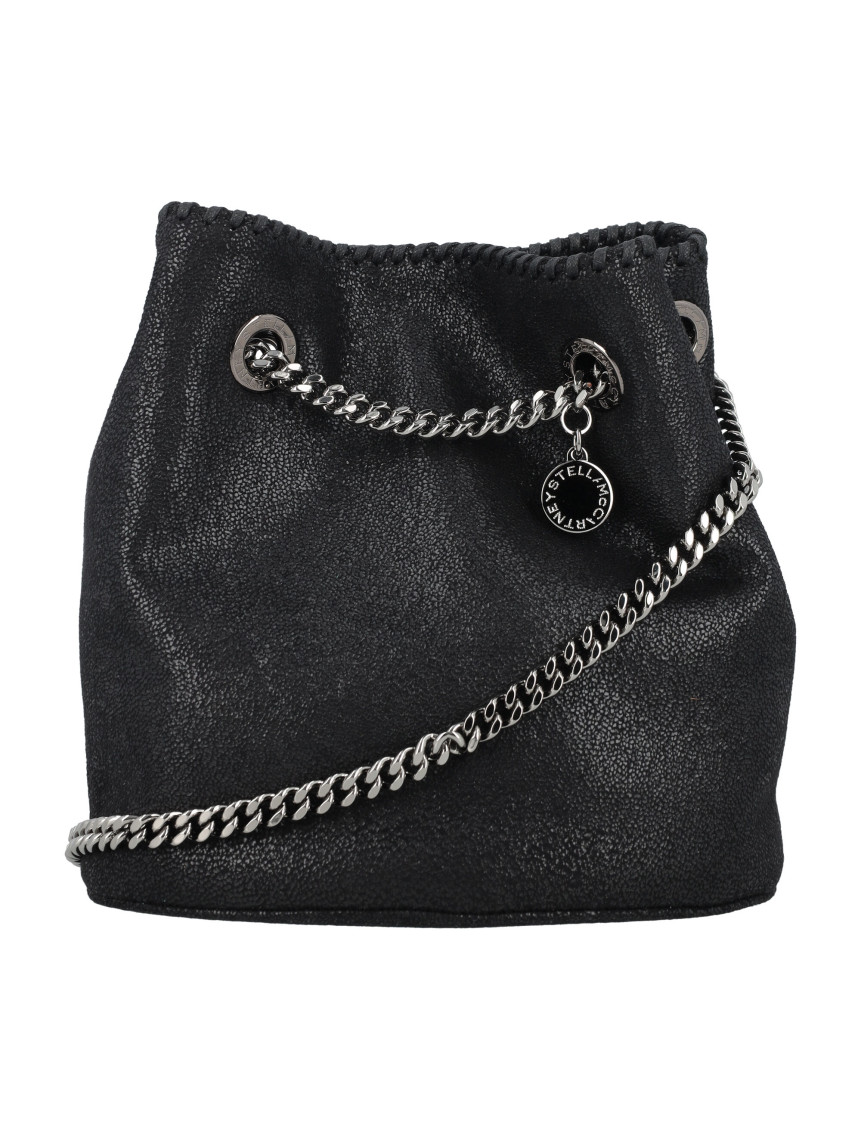 Stella Mccartney Black Falabella Chain-link Bucket Bag In Black