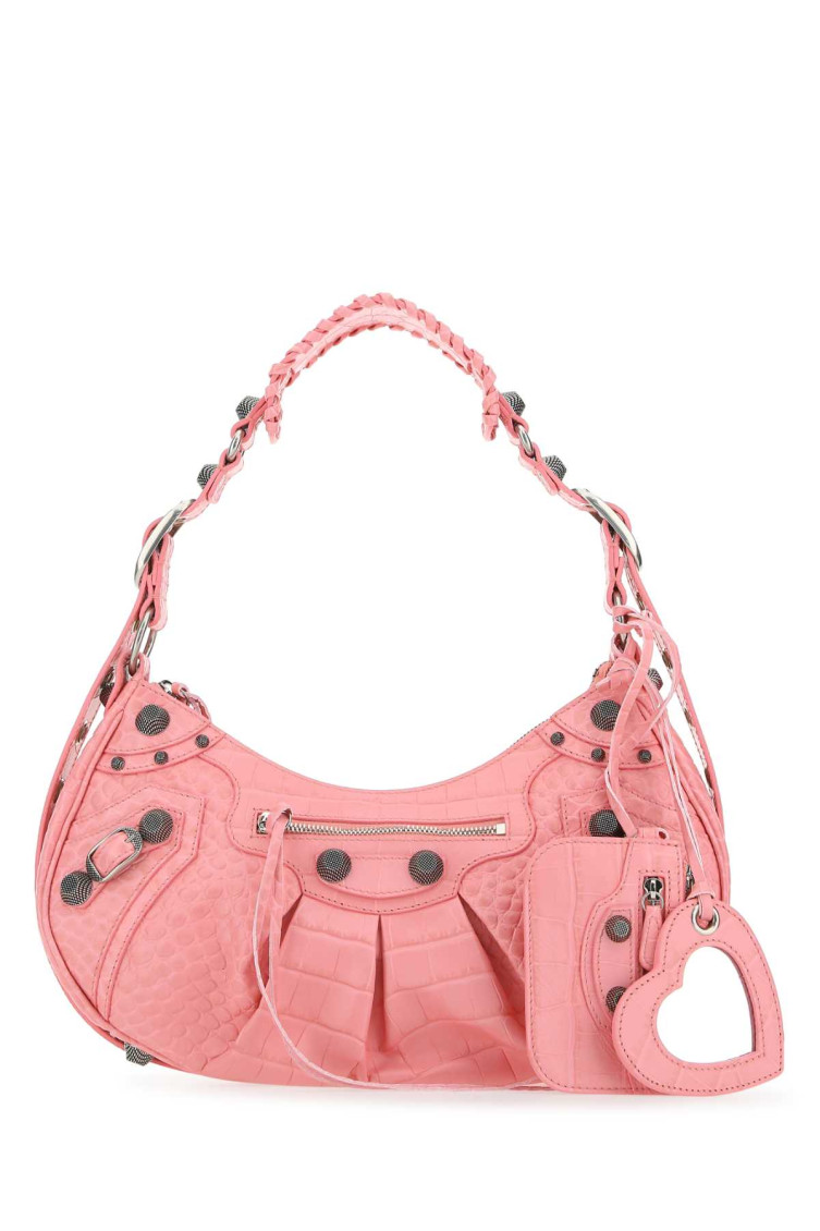 Balenciaga Women Pink Leather Le Cagole S Shoulder Bag In Pink