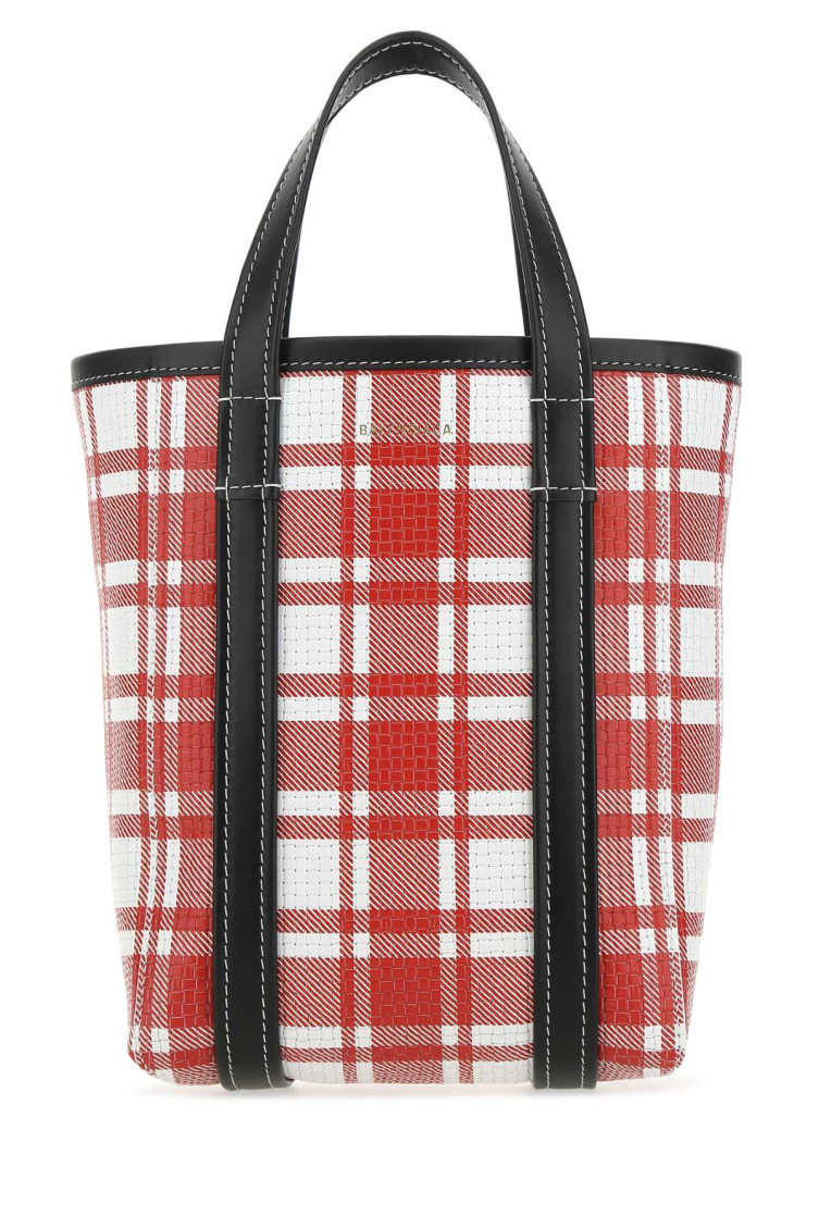 Balenciaga Small Barbes Shopping Bag In Printed Leather In Red