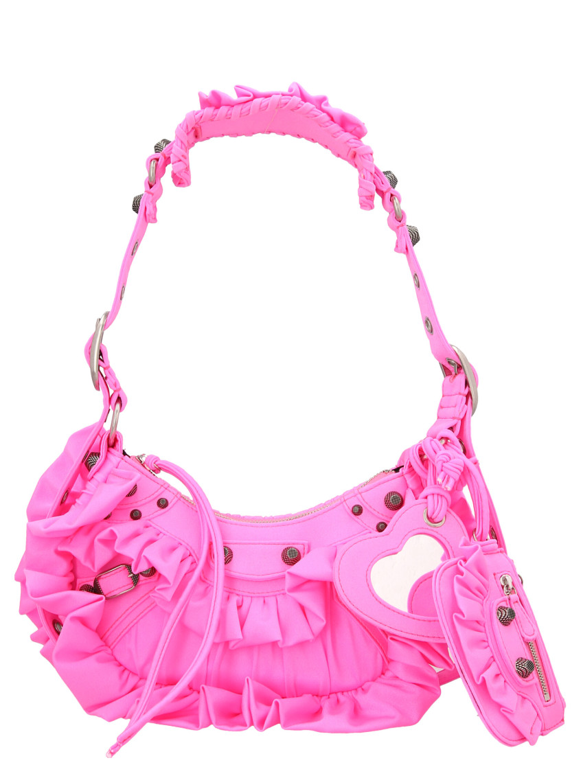 Balenciaga Women Fluo Pink Fabric Le Cagole Xs Shoulder Bag In Fuchsia