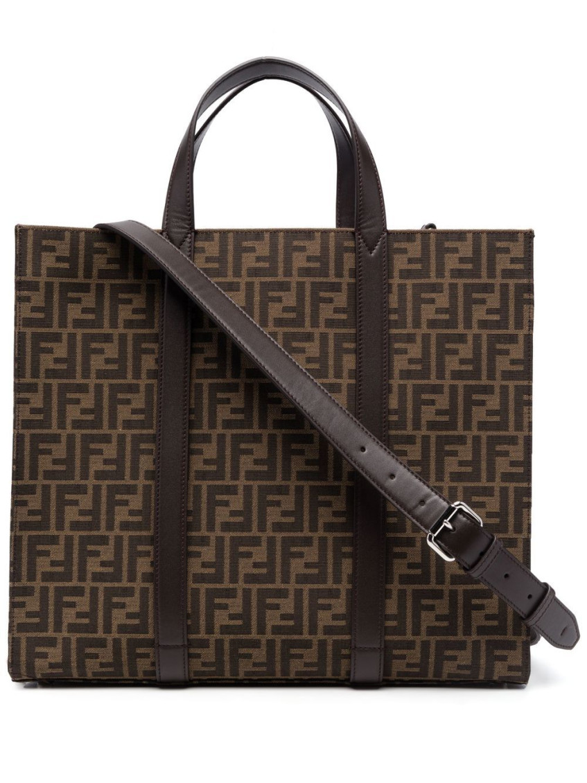 Fendi Dark Brown Ff Jacquard-motif Tote Bag In Dark Brown