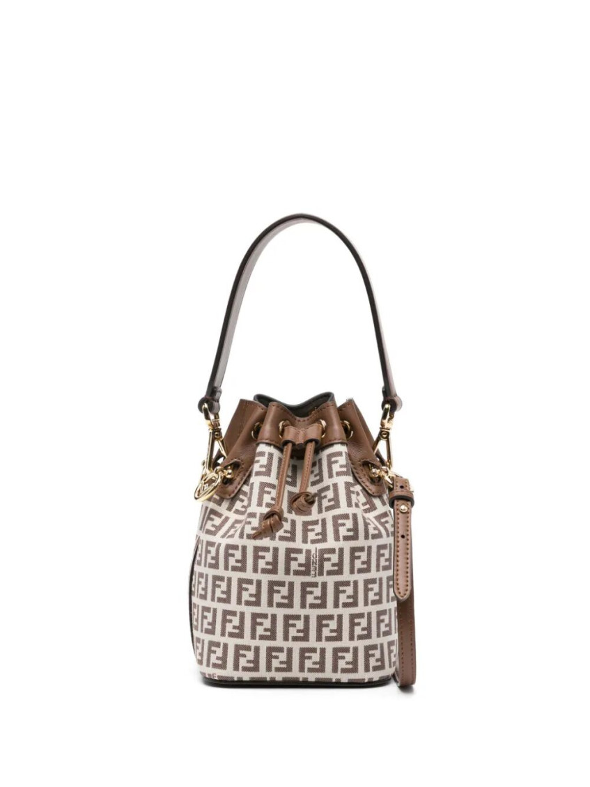 Fendi Beige Mon Tresor FF motif mini bucket bag for Women Online USA at Darveys