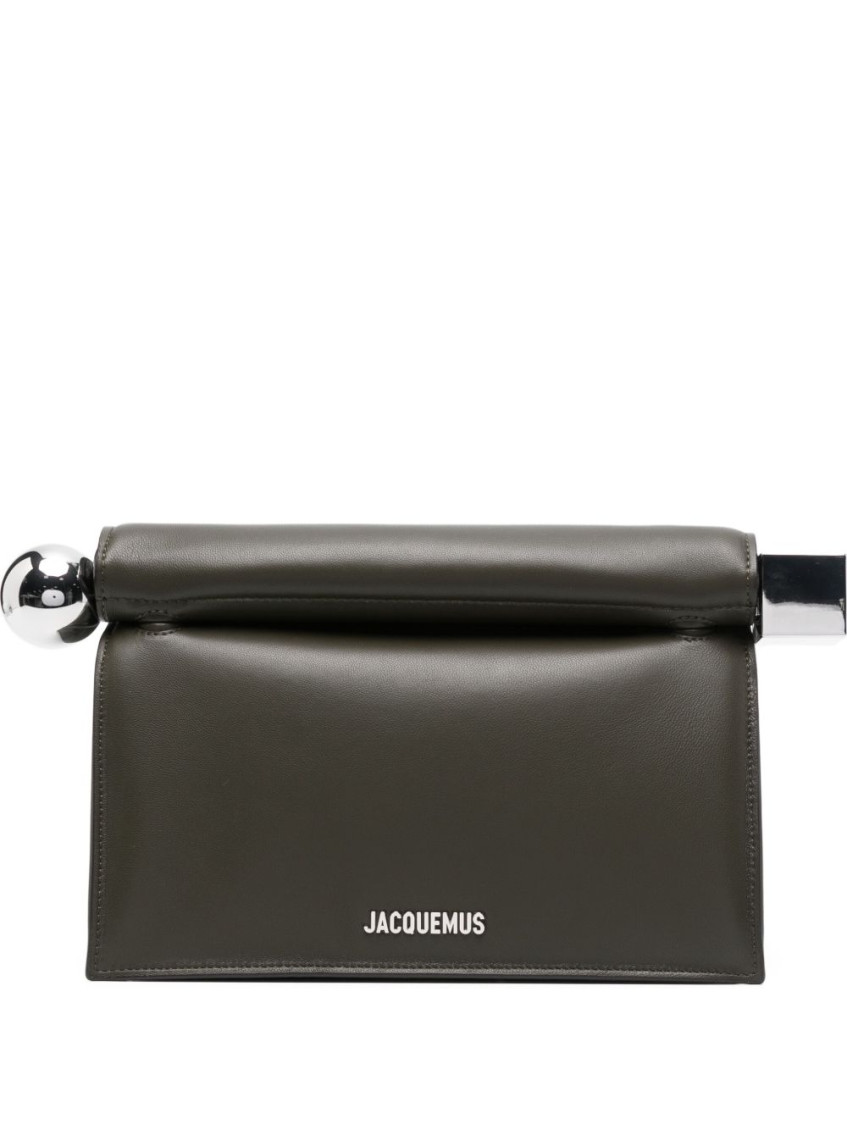 Jacquemus Dark Khaki Rond Carre Clutch In Black