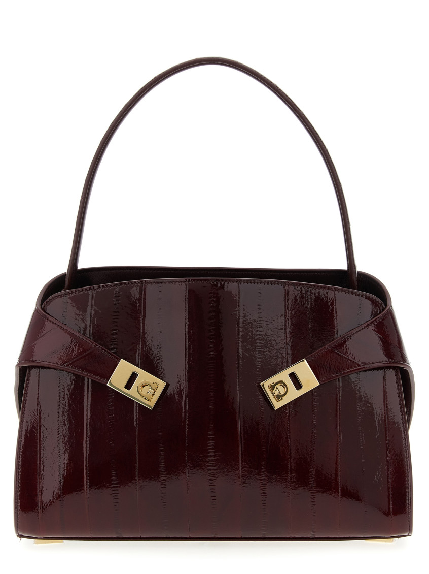 Ferragamo Soft Touch Shoulder Bag With Gold Hardware In Burgundy