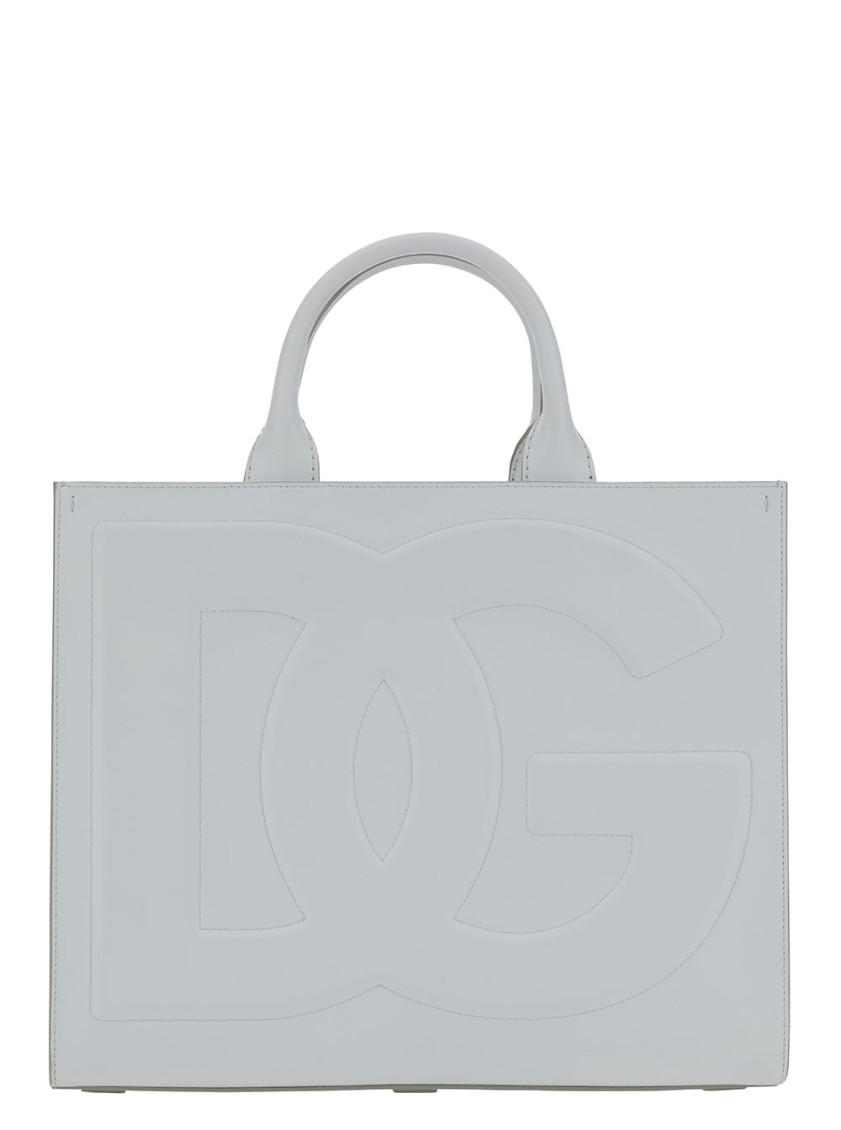 Dolce & Gabbana White Handbag With Tonal Dg Detail In Smooth Leather Woman In White
